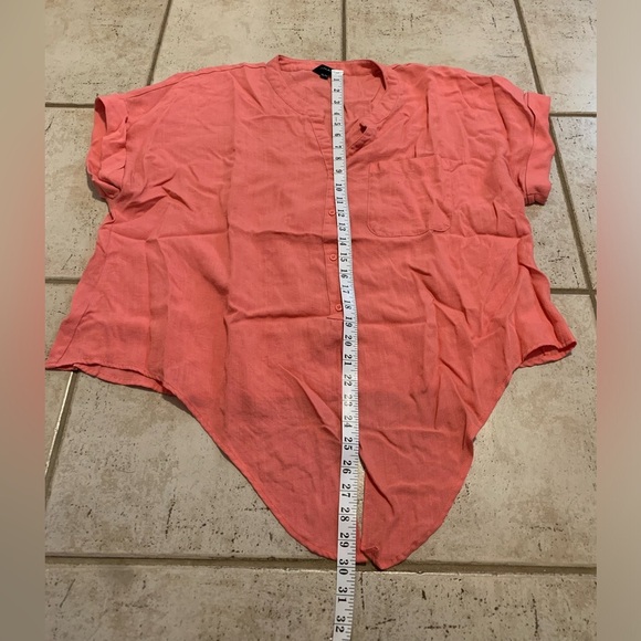 TAHARI Pink/Coral Tunic Blouse Shirt Tie Front XXL - Picture 7 of 7